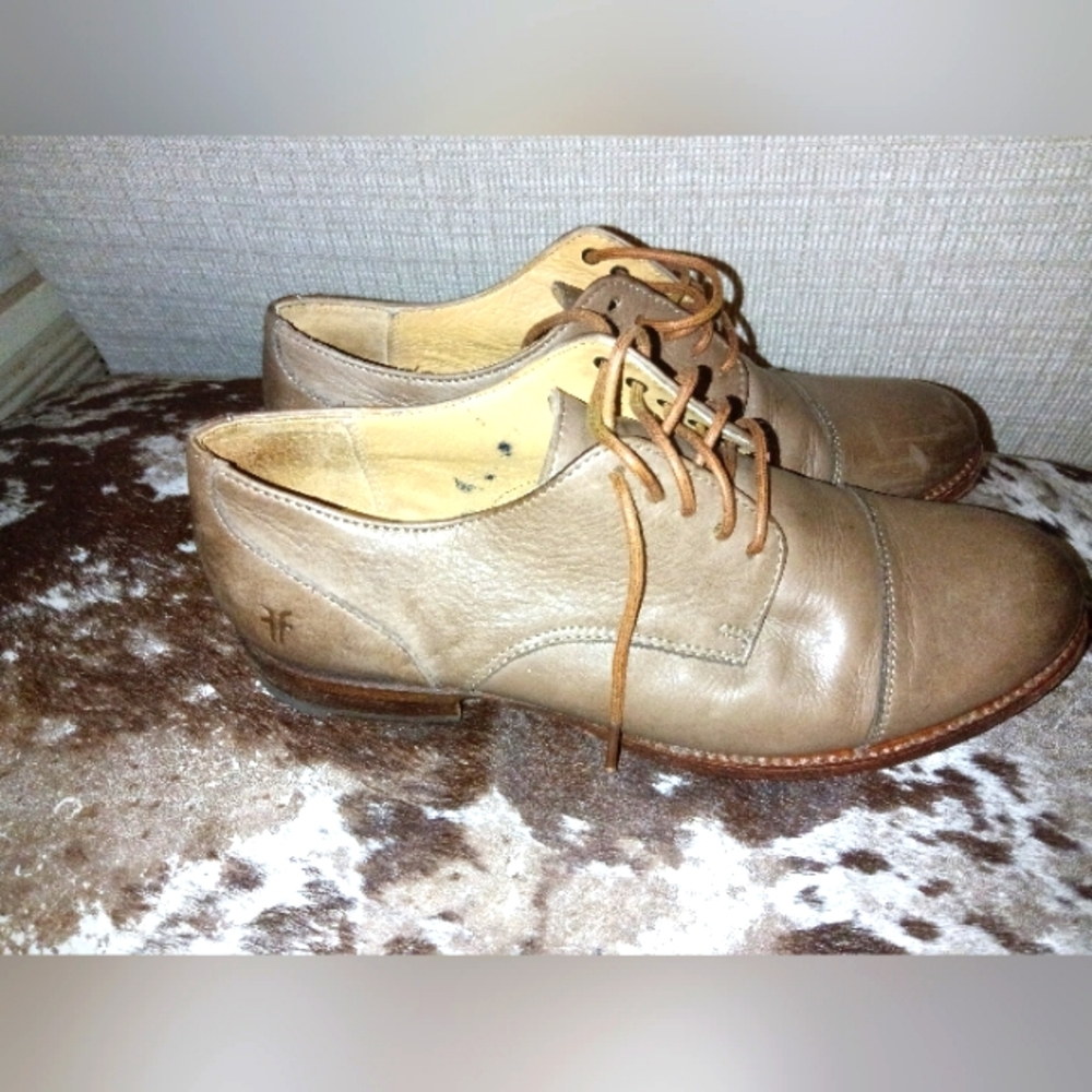 Frye Men's Oxford Distressed Leather Gray Shoes 9.5